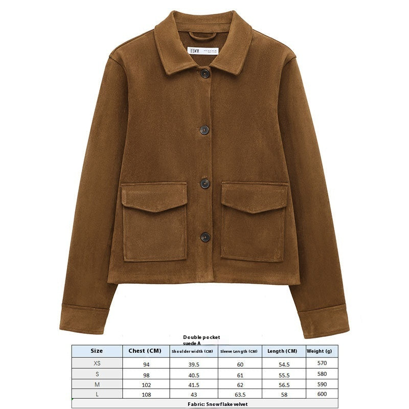 Suede Texture Effect Coat Beauty Clothing
