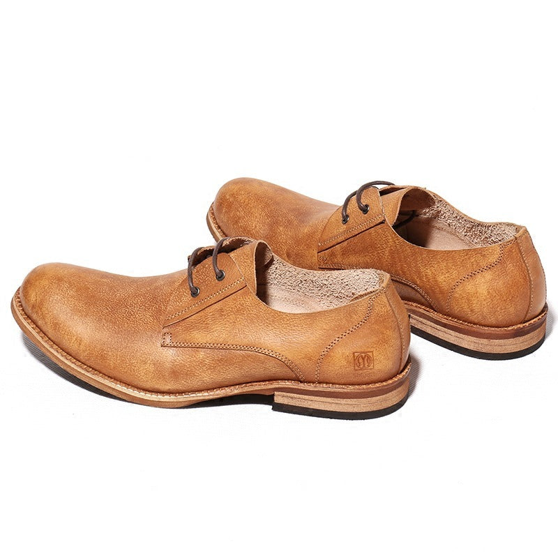 European And American Men's Round Toe Breathable Simple British Style Retro Distressed Shoes