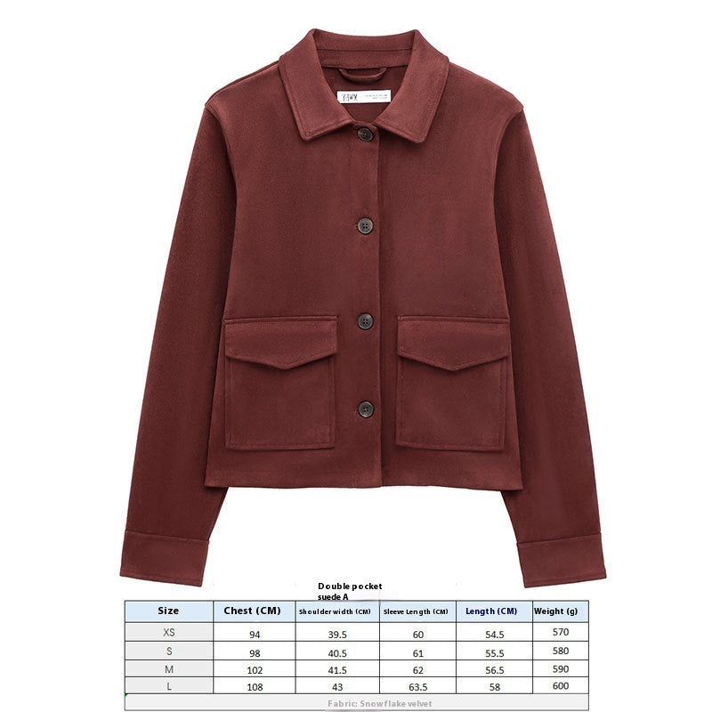 Suede Texture Effect Coat Beauty Clothing