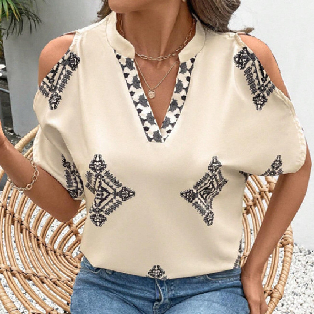 Women's Casual Geometric Printed Short-sleeved Top