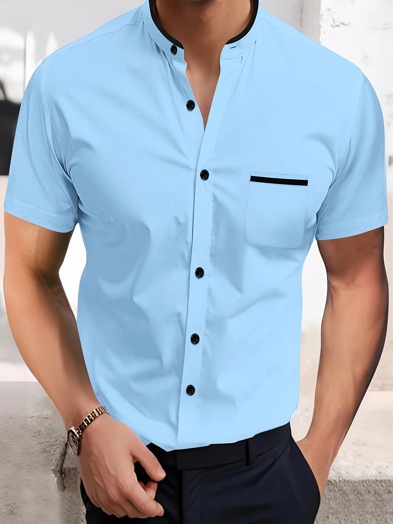 Solid Color Shirt Summer New Button Short Sleeve