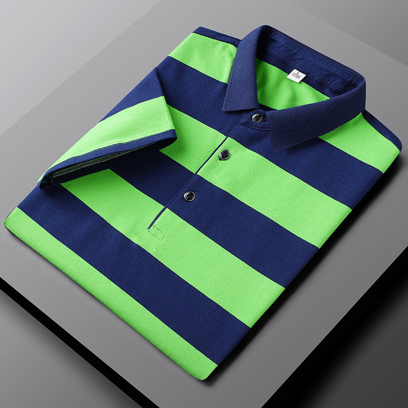 Casual Striped Half Sleeve T-shirt Men's Top