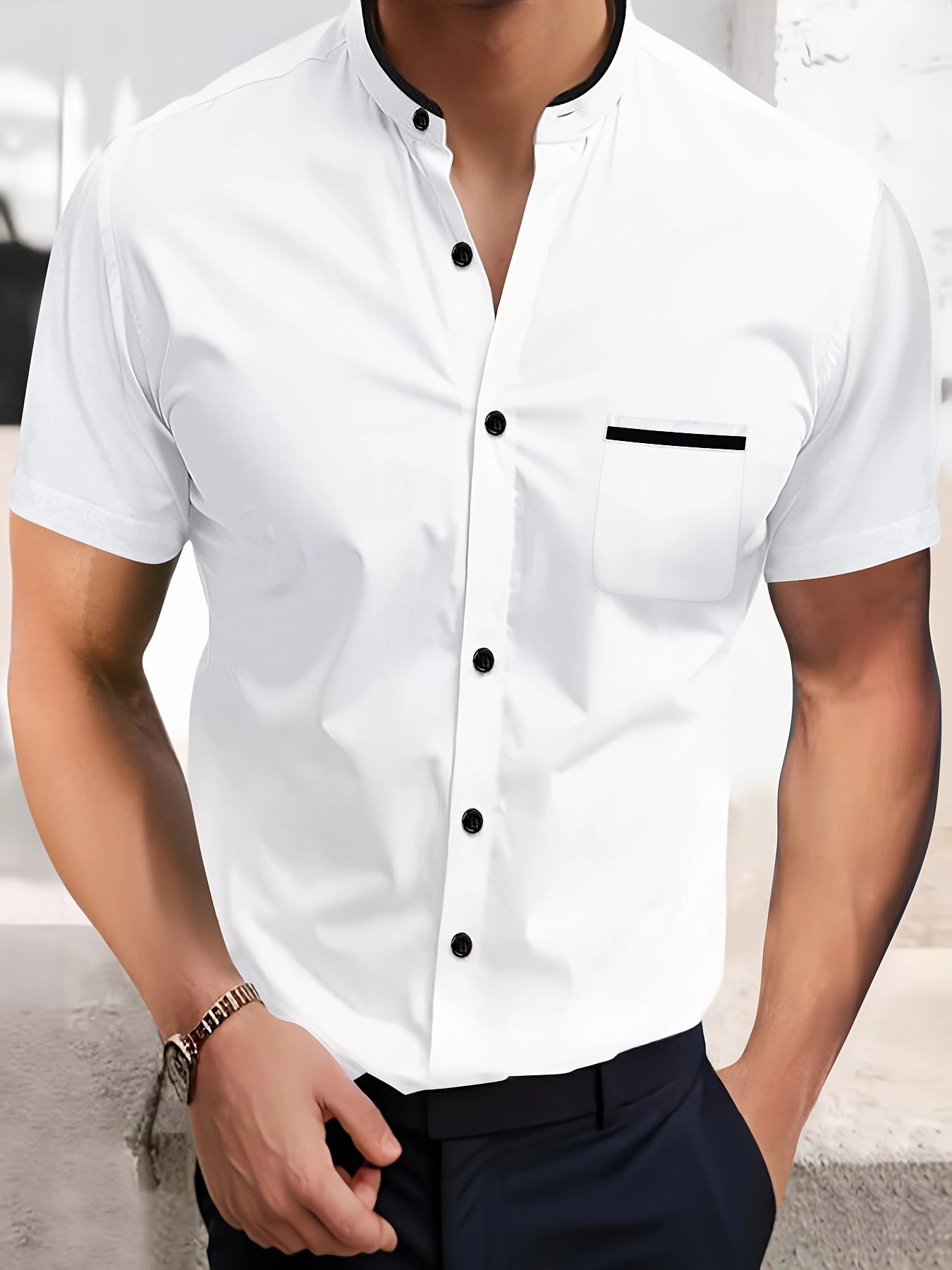 Solid Color Shirt Summer New Button Short Sleeve