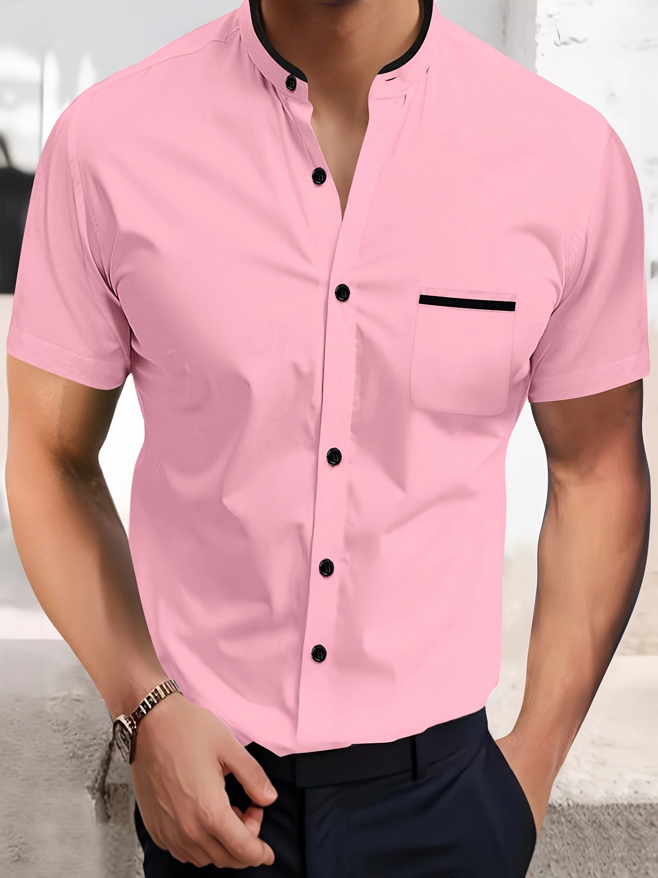 Solid Color Shirt Summer New Button Short Sleeve