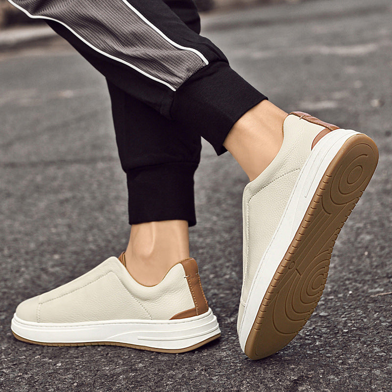 Low-top Slip-on Genuine Leather Top Layer Cowhide Casual Shoes