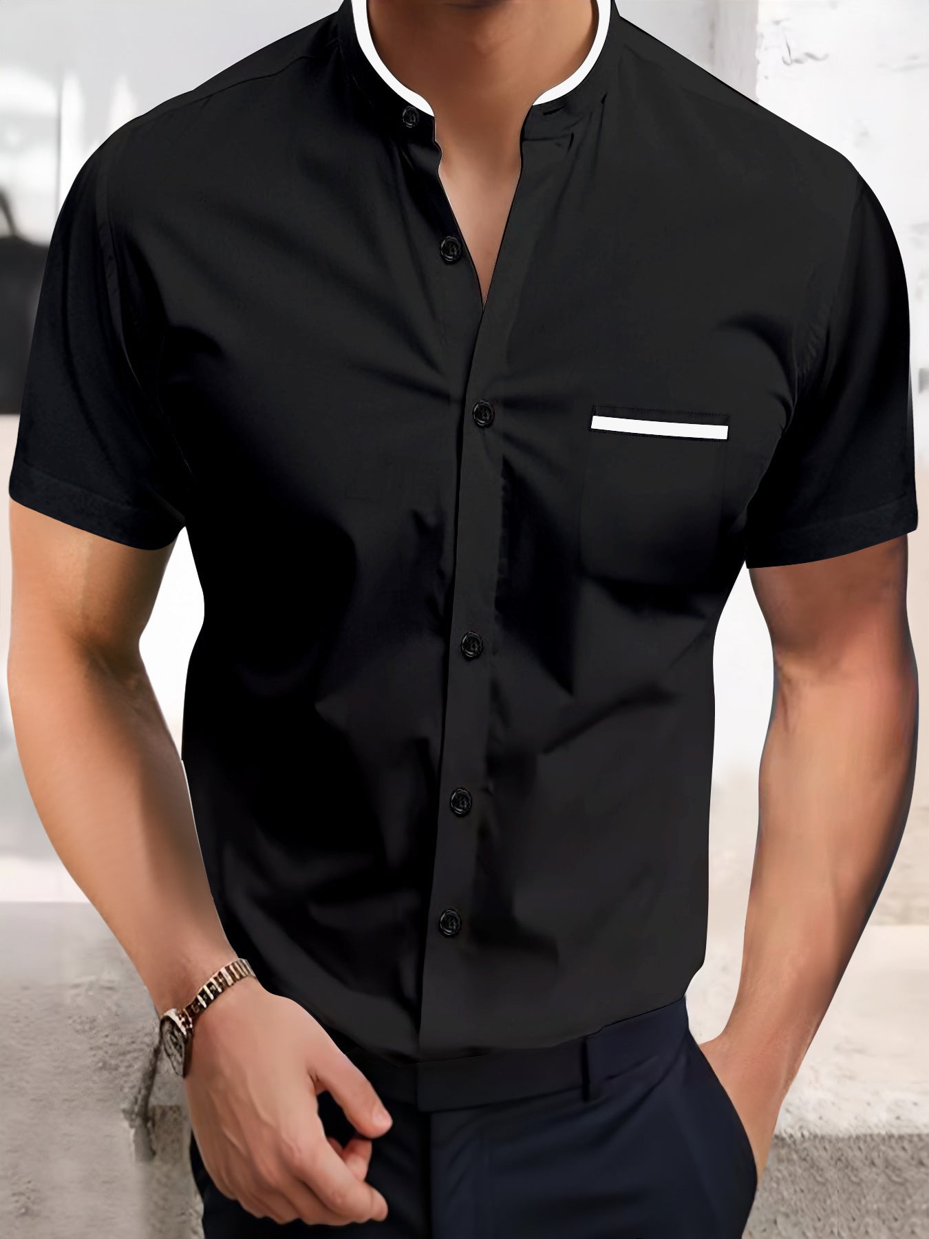 Solid Color Shirt Summer New Button Short Sleeve