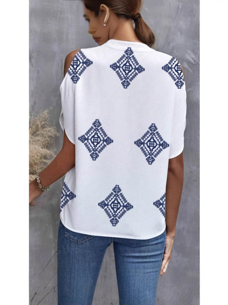 Women's Casual Geometric Printed Short-sleeved Top