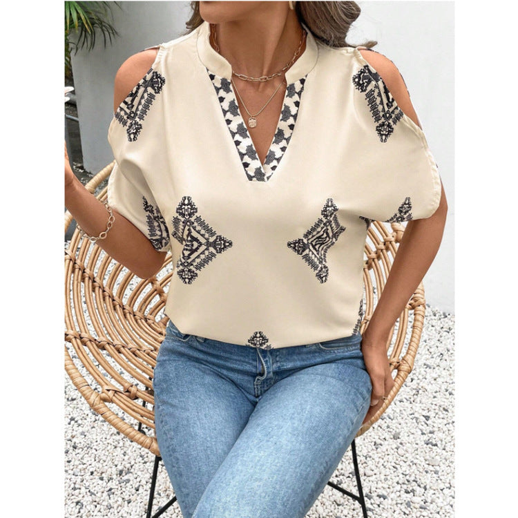Women's Casual Geometric Printed Short-sleeved Top