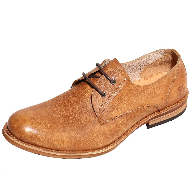 European And American Men's Round Toe Breathable Simple British Style Retro Distressed Shoes
