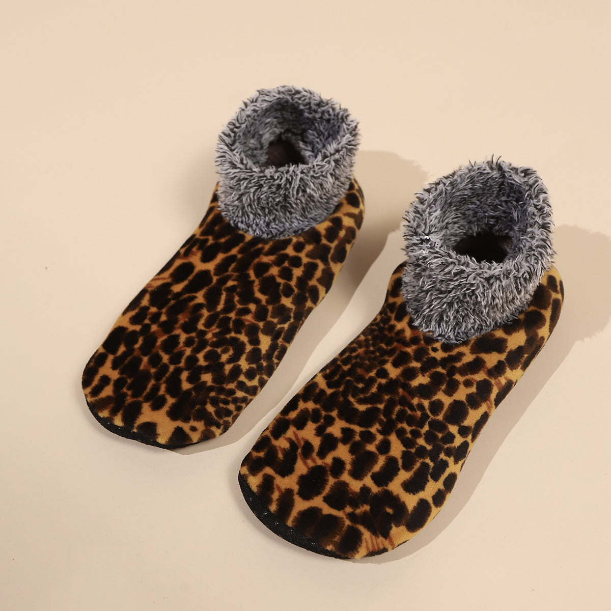 Casual Plus Size Warm Women Winter Leopard Print Room Socks